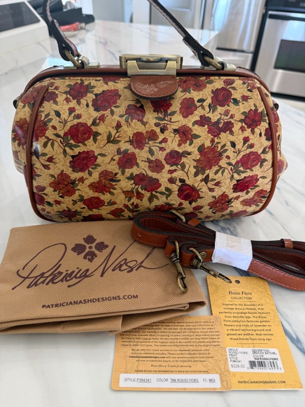 NWT Patricia Nash Rosso Fiore Gracchi Frame Satchel – Retired Print!